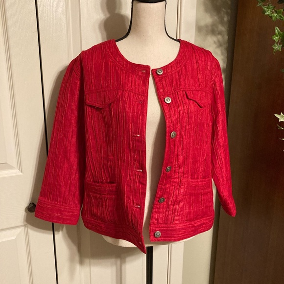 Ruby Rd Red with a touch of shimmer crop jacket size 16. NWOT - Picture 2 of 7